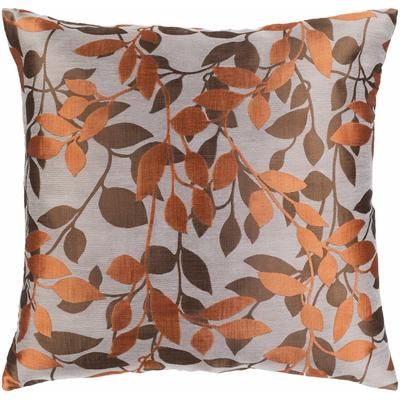 Duncannon 18" Square Traditional Taupe/Dark Brown/Camel Throw Pillow - Boutique Rugs