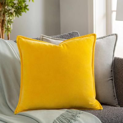 Wasilla 22" Square Modern Cotton Mustard Lumbar Pillow - Boutique Rugs