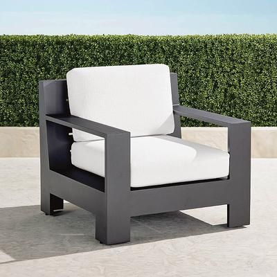 St. Kitts Lounge Chair with Cushions in Matte Black Aluminum - Sunbrella Rain, Rain Brick - Frontgate