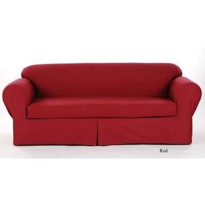 Twill 2-Pc. Slipcover by Classic Slip Covers, Inc. by Classic Slipcovers in Red (Size LOVESEAT)
