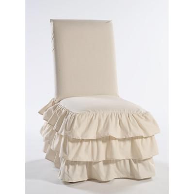 3-Tier Ruffled Dining Chair Slipcover by Classic Slipcovers in Khaki (Size DINING CHR)