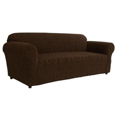 1-Pc. Floral Embossed Stretch Slipcover by Classic Slipcovers in Chocolate (Size LOVESEAT)