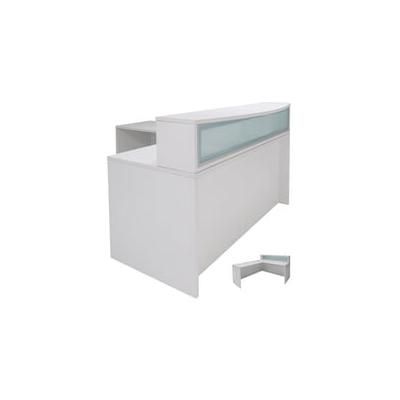 66"W White L-Shaped Salon Reception Desk Shell