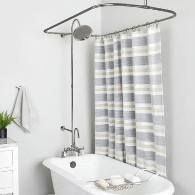 Randolph Morris 54 Inch Deck Mount Clawfoot Tub Shower Enclosure with Gooseneck Faucet and Rain Shower Head RM735RBN