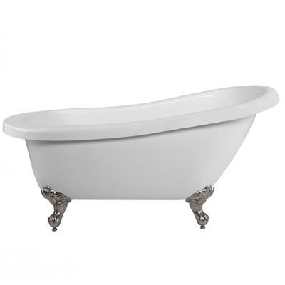 Randolph Morris Bristol 67 Inch Acrylic Slipper Clawfoot Tub - Rim Faucet Drillings - Imperial Ball & Claw Feet RMA67SL7WSIBN