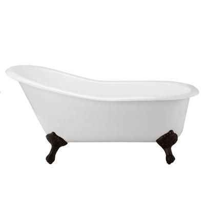 Randolph Morris Charlotte 54 Inch Cast Iron Slipper Clawfoot Tub - No Faucet Drillings LG54SL0WSIB