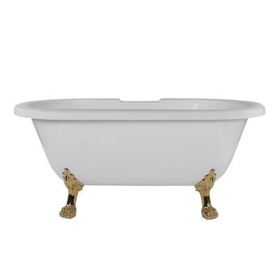 Randolph Morris Juniper 60 Inch Acrylic Double Ended Clawfoot Tub - Rim Faucet Drillings - Lion Paw Feet RMA60DE7WLPPB