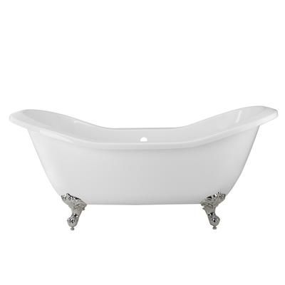 Randolph Morris Serenity 72 Inch Acrylic Double Slipper Clawfoot Tub - No Faucet Drillings - Imperial Ball & Claw Feet RMA72DS0DIC
