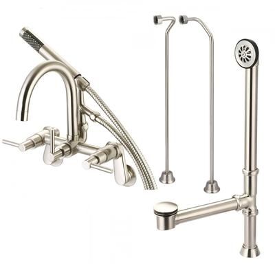 Randolph Morris Mason Hill Collection Clawfoot Tub Wall Mount Contemporary Gooseneck Tub Faucet with Handshower Complete Set RMHSET3ML-MN
