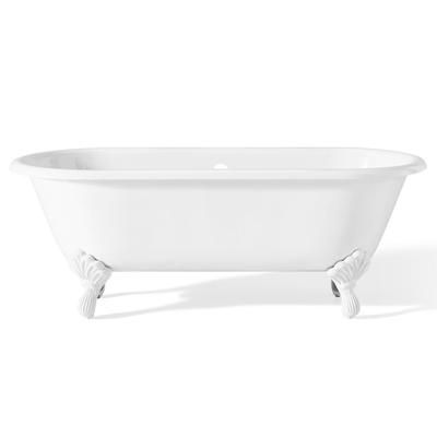 Cheviot Regal 70 Inch Double Ended Cast Iron Clawfoot Tub - Continuous Roll Rim - No Faucet Drillings 2181-WW-WH