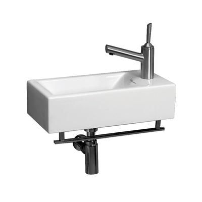 Whitehaus Collection Isabella Collection Wall Mount Bathroom Sink with Towel Bar- Right Side Single Faucet Drilling WH1-114RTB