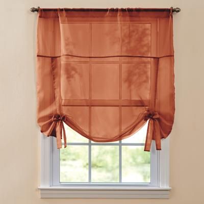 Wide Width BH Studio Sheer Voile Tie-Up Shade by BH Studio in Autumn Leaves (Size 36" W 44" L) Window Curtain