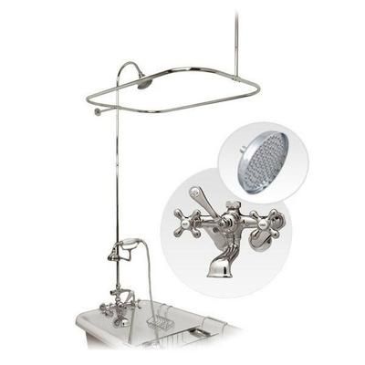 Randolph Morris 60 Inch Clawfoot Tub Wall Mount Shower Enclosure with Faucet and Rain Shower Head RM168R-60C