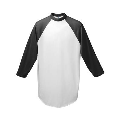 Augusta Sportswear 4421 Youth Baseball 3/4 Sleeve Top 2.0 in White/Black size Medium | Cotton Polyester