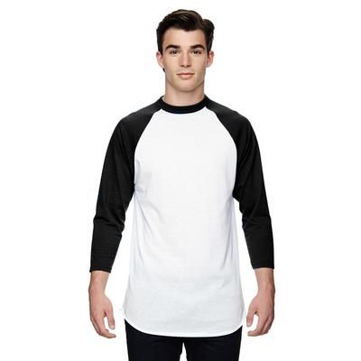 Augusta Sportswear AG4420 Athletic Baseball 3/4 Sleeve Top 2.0 in White/Black size 4XL | Cotton Polyester 4420