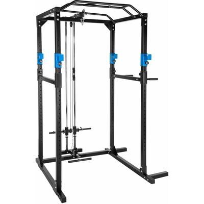 Tectake - Stazione per body building con lat machine - lat machine, attrezzi da palestra - nero/blu