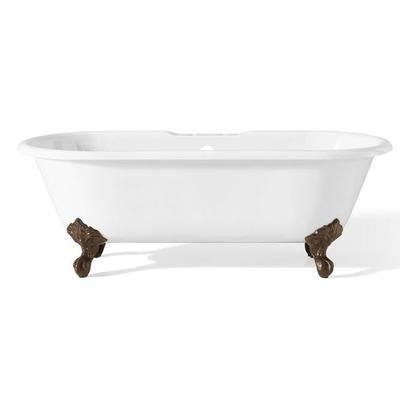 Cheviot Regal 70 Inch Double Ended Cast Iron Clawfoot Tub - Rim Faucet Drillings 2174-WW-7-AB