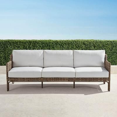 Seton Sofa with Cushions in Desert Wicker - Standard, Rain Black - Frontgate