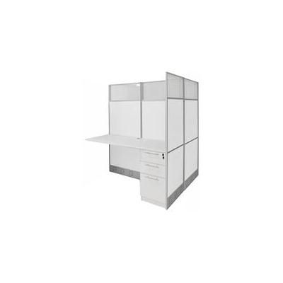 60"W x 49"D x 67"H White Laminate Washable Double Add-On Cubicle