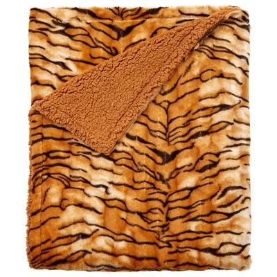 Faux Fur Animal Print Blanket by BrylaneHome in Tiger Print (Size FL/QUE)