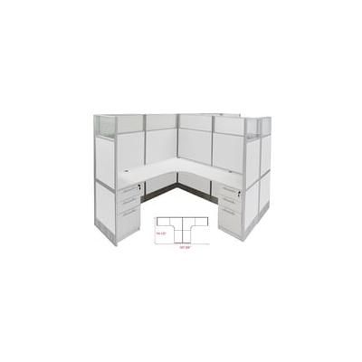 12'W x 6'D x 67"H White Washable Laminate Complete 2-Person L-Shaped Office Cubicles w/Fi
