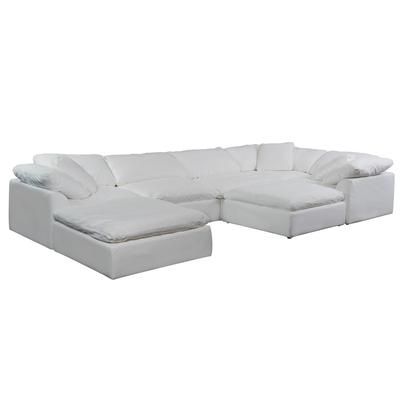 Sunset Trading Cloud Puff 7 Piece Slipcovered Modular Sectional Sofa with Ottomans In White Performance Fabric - Sunset Trading SU-1458-81-3C-2A-2O