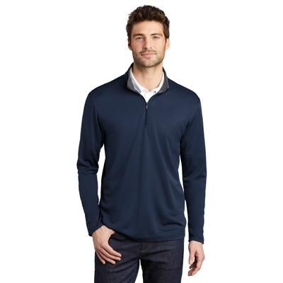 Port Authority K584 Silk Touch Performance 1/4-Zip in Navy Blue/Steel Grey size 2XL | Polyester