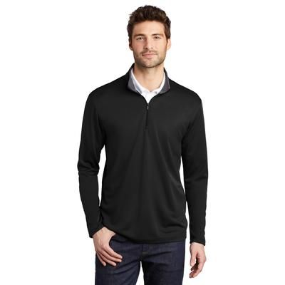 Port Authority K584 Silk Touch Performance 1/4-Zip in Black/Steel Grey size Medium | Polyester