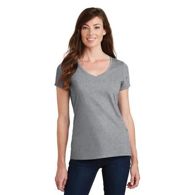 Port & Company LPC450V Women's Fan Favorite V-Neck Top in Heather size XL | Cotton