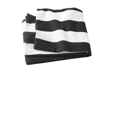 Port Authority PT43 Cabana Stripe Beach Towel in Black size OSFA | Cotton