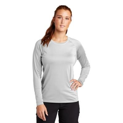 Sport-Tek LST470LS Athletic Women's Long Sleeve Rashguard Top in White size XS | Polyester Blend