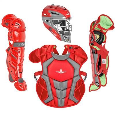 All Star System7 Axis NOCSAE Certified Youth Pro Catcher's Kit - Ages 9-12 Scarlet