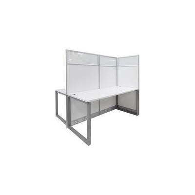 67"H TrendSpaces White Laminate 2-Person Straight Washable Cubicle w/Glass