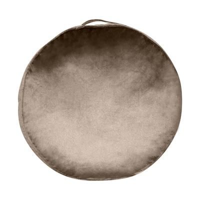 Panne Velvet Round Floor Pillow by Levinsohn Textiles in Mushroom