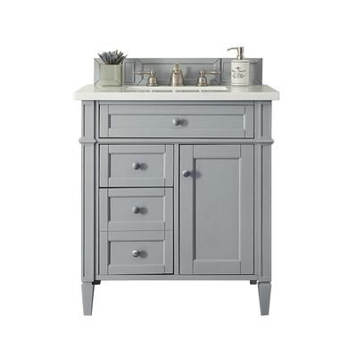 "Brittany 30" Single Vanity - Urban Gray With 3 CM Carrara Marble Top - James Martin 650-V30-UGR-3CAR"