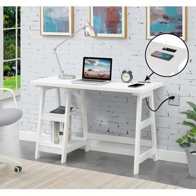 Designs2Go Trestle Desk with Charging Station - Convenience Concepts 090117WEL