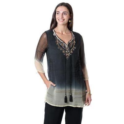 Magical Glamour,'Tie-Dyed Tunic with Glass Bead Detail'