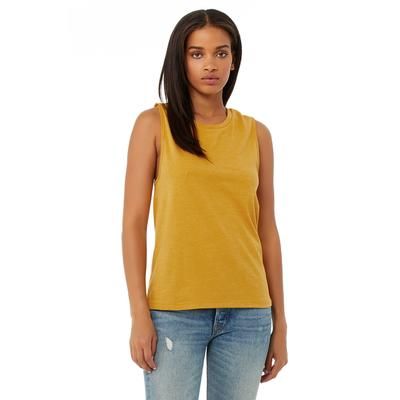 Bella + Canvas B6003 Women's Jersey Muscle Tank Top in Heather Mustard size Large | Ringspun Cotton 6003, BC6003