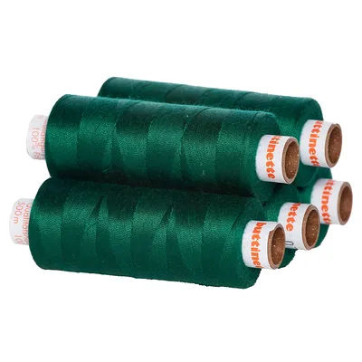 buttinette Fil à coudre universel, grosseur : 100, lot de 5 bobines, vert sapin