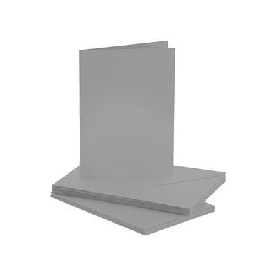 Cartes doubles et enveloppes, gris, A6/C6