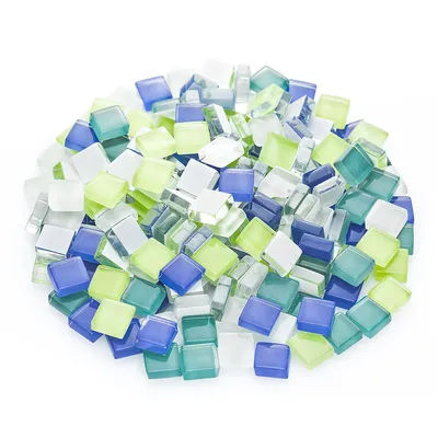 Mosaïque en verre souple, tons bleus, 10 x 10 mm, 200 g