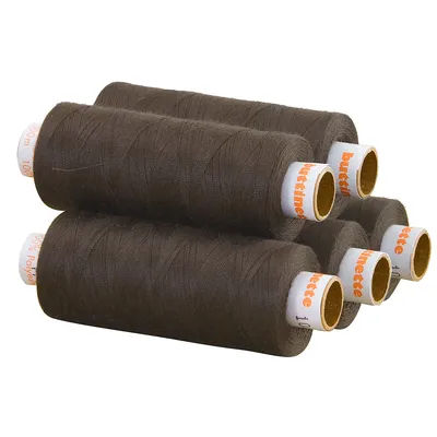 buttinette Fil à coudre universel, grosseur : 100, lot de 5 bobines, taupe