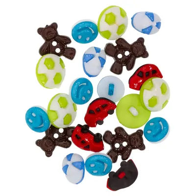 buttinette Boutons "loisirs", multicolore, dim. : 13 - 25 mm, 30 pièces
