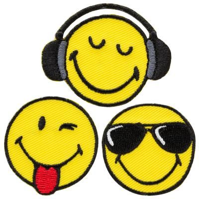 Écussons "Smiley®Cool", dim. : 3,5 - 4,9 cm, contenu : 3 pièces