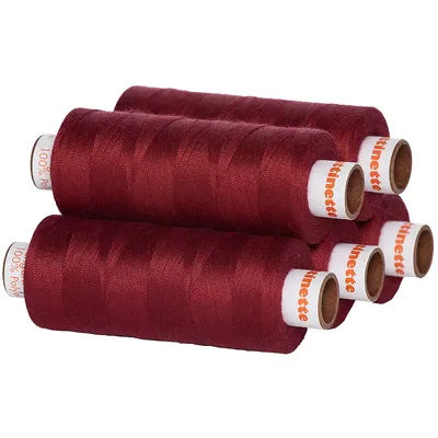 buttinette Fil à coudre universel, grosseur : 100, lot de 5 bobines, bordeaux