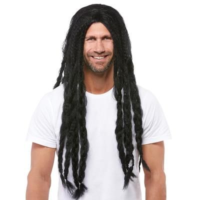 Perruque cheveux longs "rasta", noir