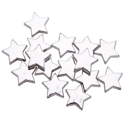 Perles "étoiles", argentées, 1,5 cm, 24 pièces
