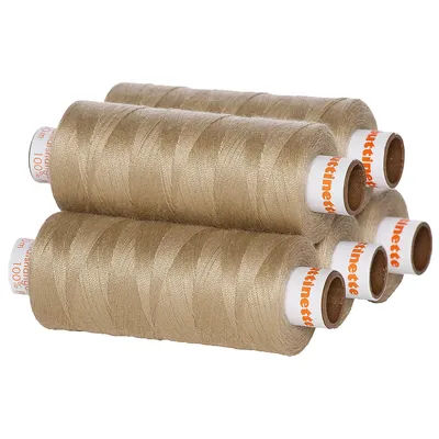 buttinette Fil à coudre universel, grosseur : 100, lot de 5 bobines, beige