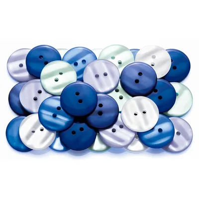 buttinette Boutons tendance, tons bleus, 22 mm Ø, 40 pièces
