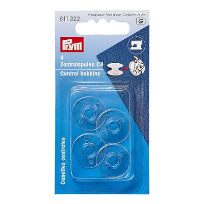 Prym Canettes pour machine à coudre à boîtier CB, 20,5 mm Ø, hauteur : 11,7 mm, contenu : 4 pcs.